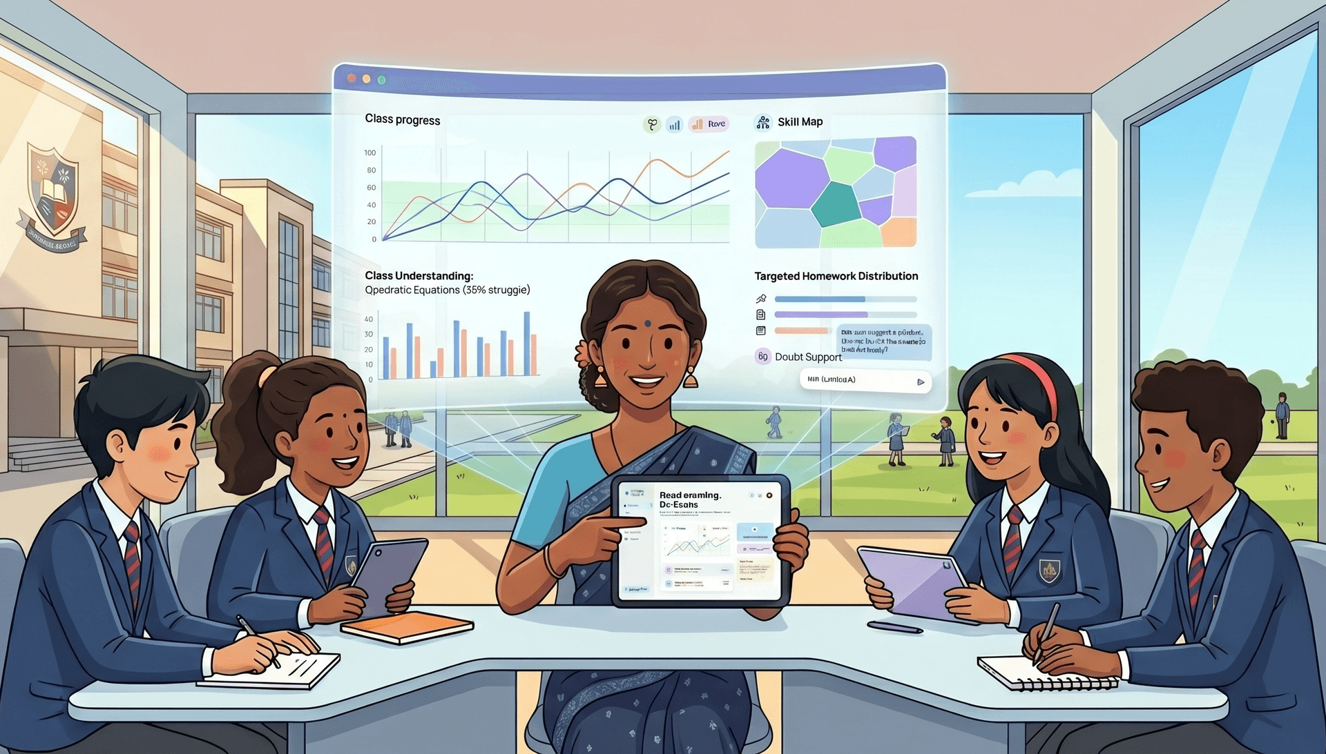Students learning with AI